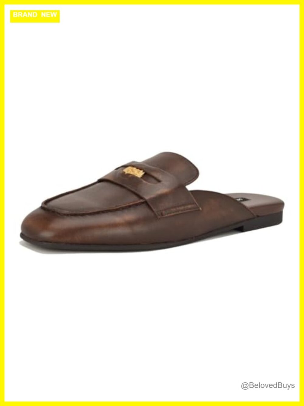 Nine West Evans Leather Penny Loafers Square Toe Slip-On Flats